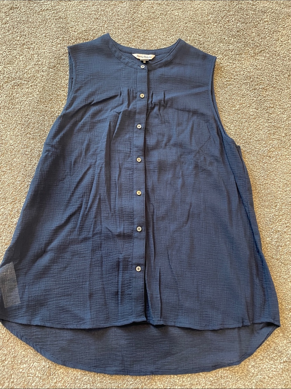 Tommy Bahama Navy Sleeveless Button-Front Blouse